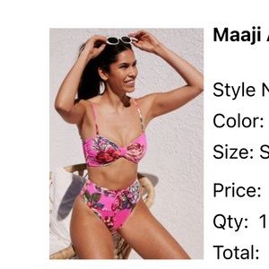 Maaji Pink Floral Reversible Bikini 6 piece set..